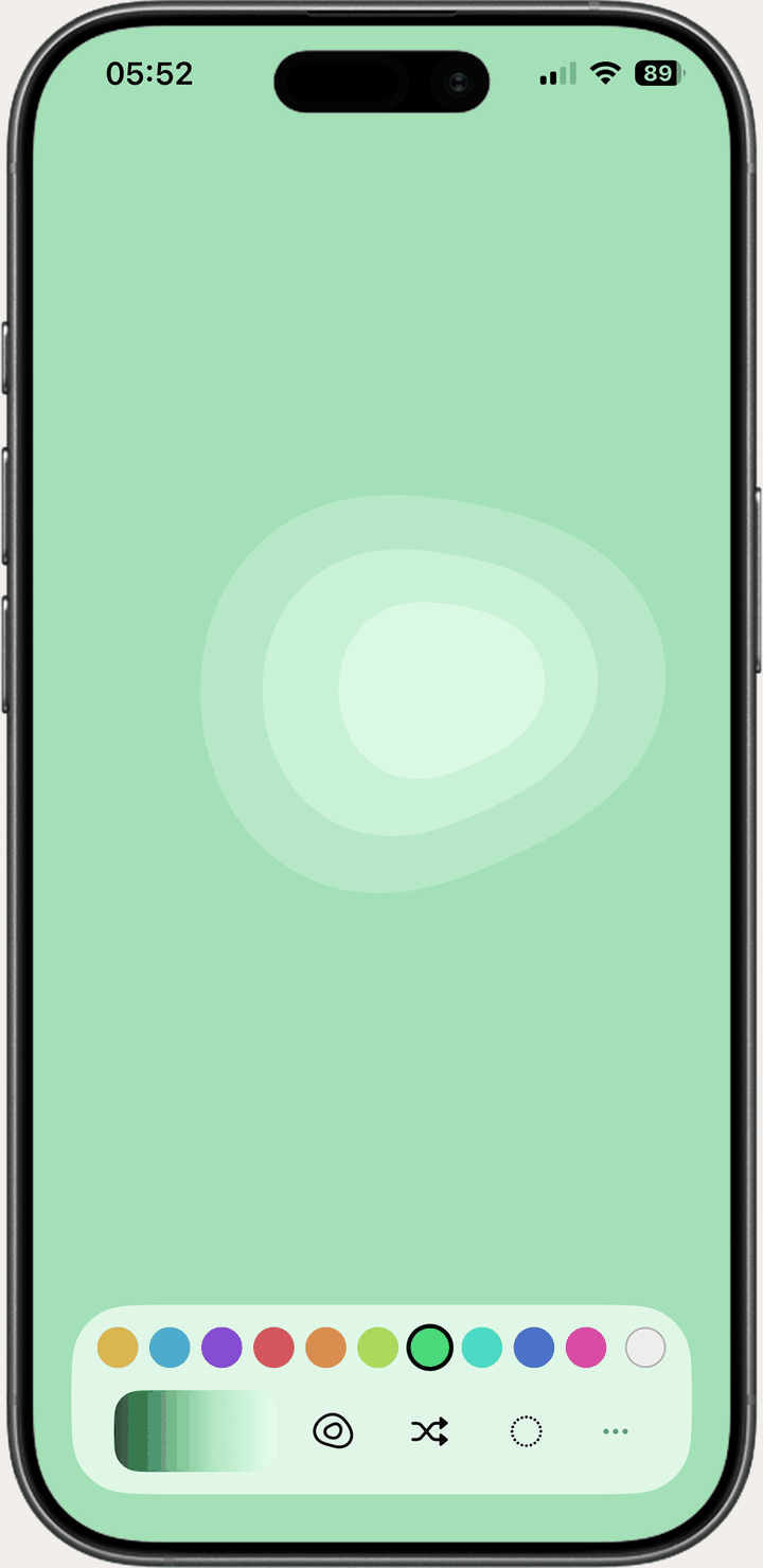 A phone showing Camaïeu's soft green ambient picture, with a big red SUBSCRIBE NOW stamp flashing on and off over it.